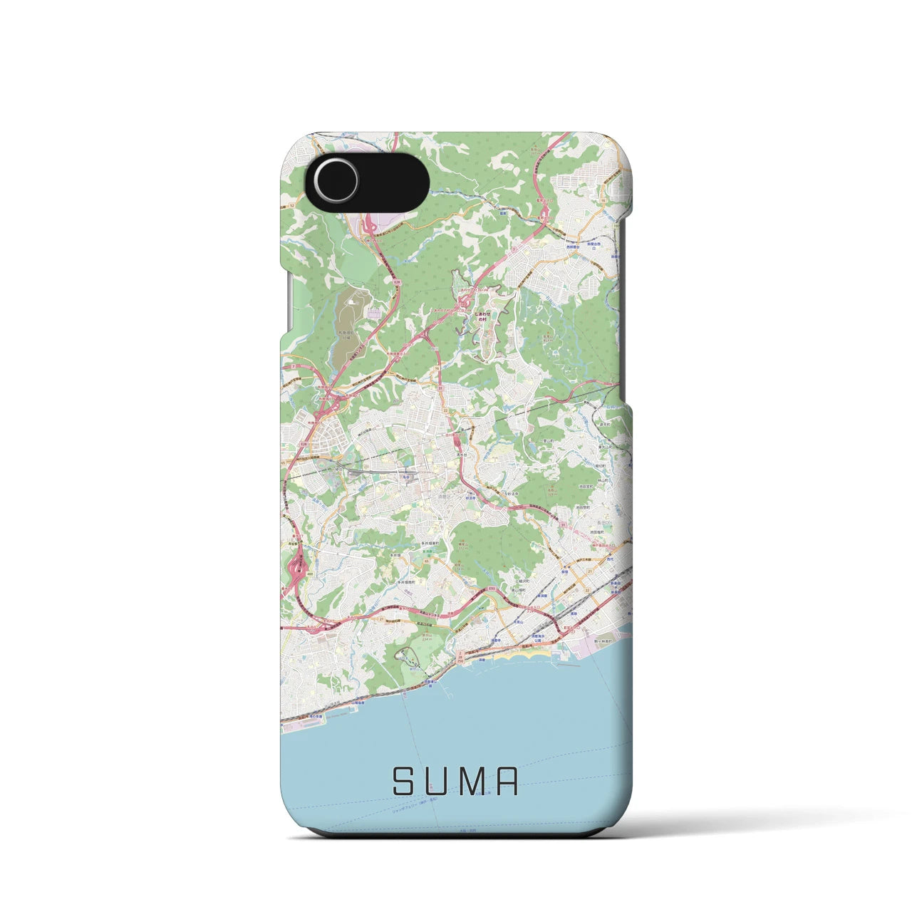 【須磨(兵庫県)】地図柄iPhoneケース(バックカバータイプ)