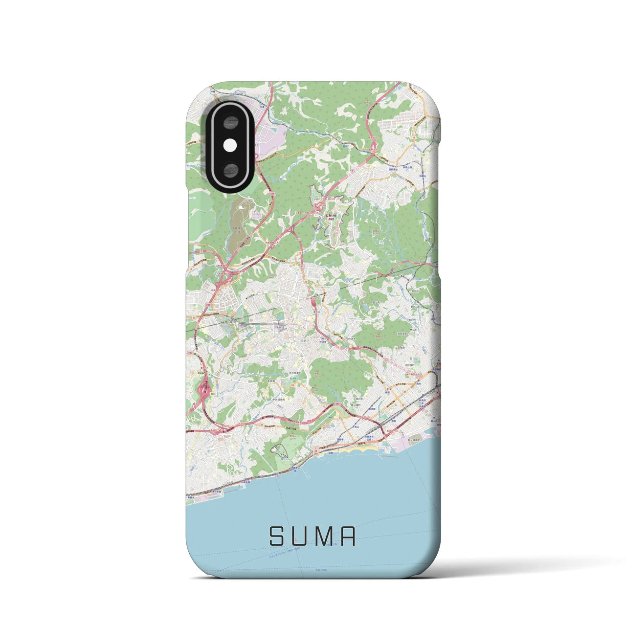 【須磨(兵庫県)】地図柄iPhoneケース(バックカバータイプ)