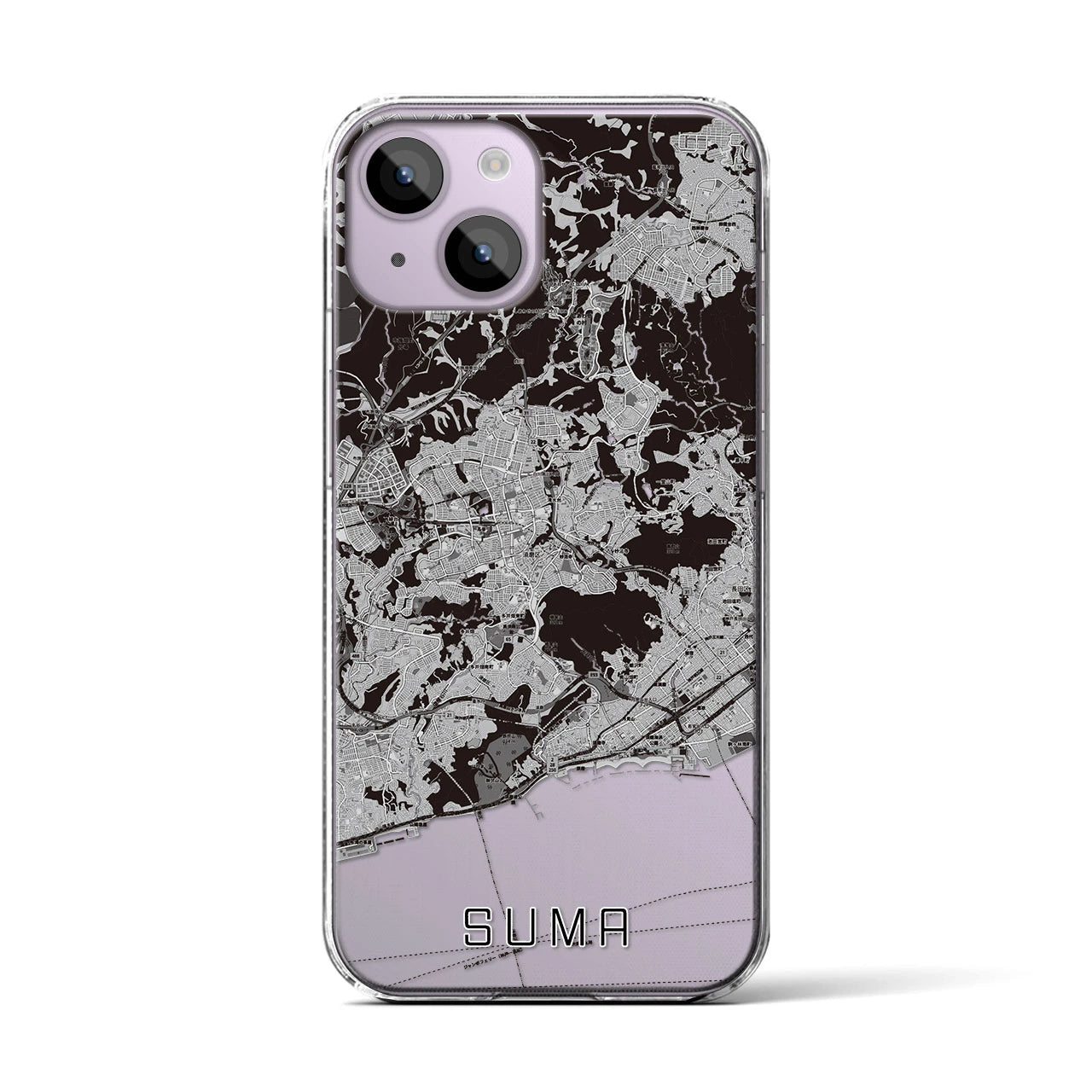 【須磨(兵庫県)】地図柄iPhoneケース(クリアタイプ)