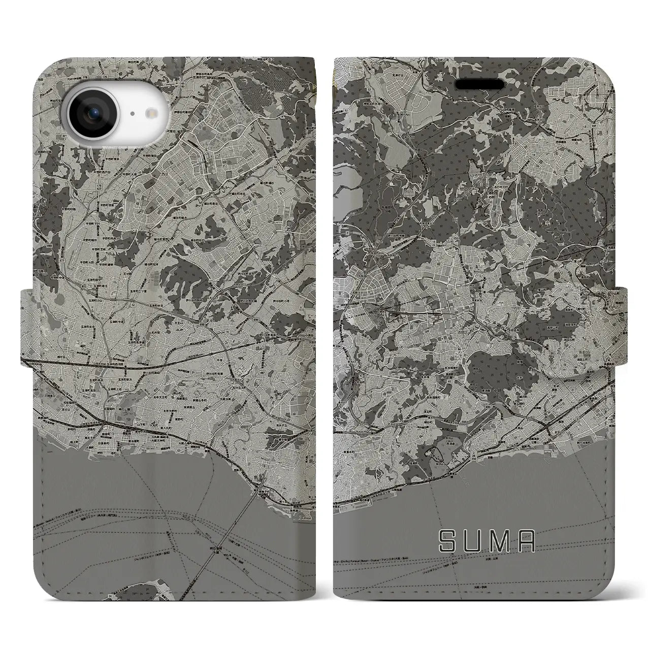 【須磨(兵庫県)】地図柄iPhoneケース(手帳タイプ)