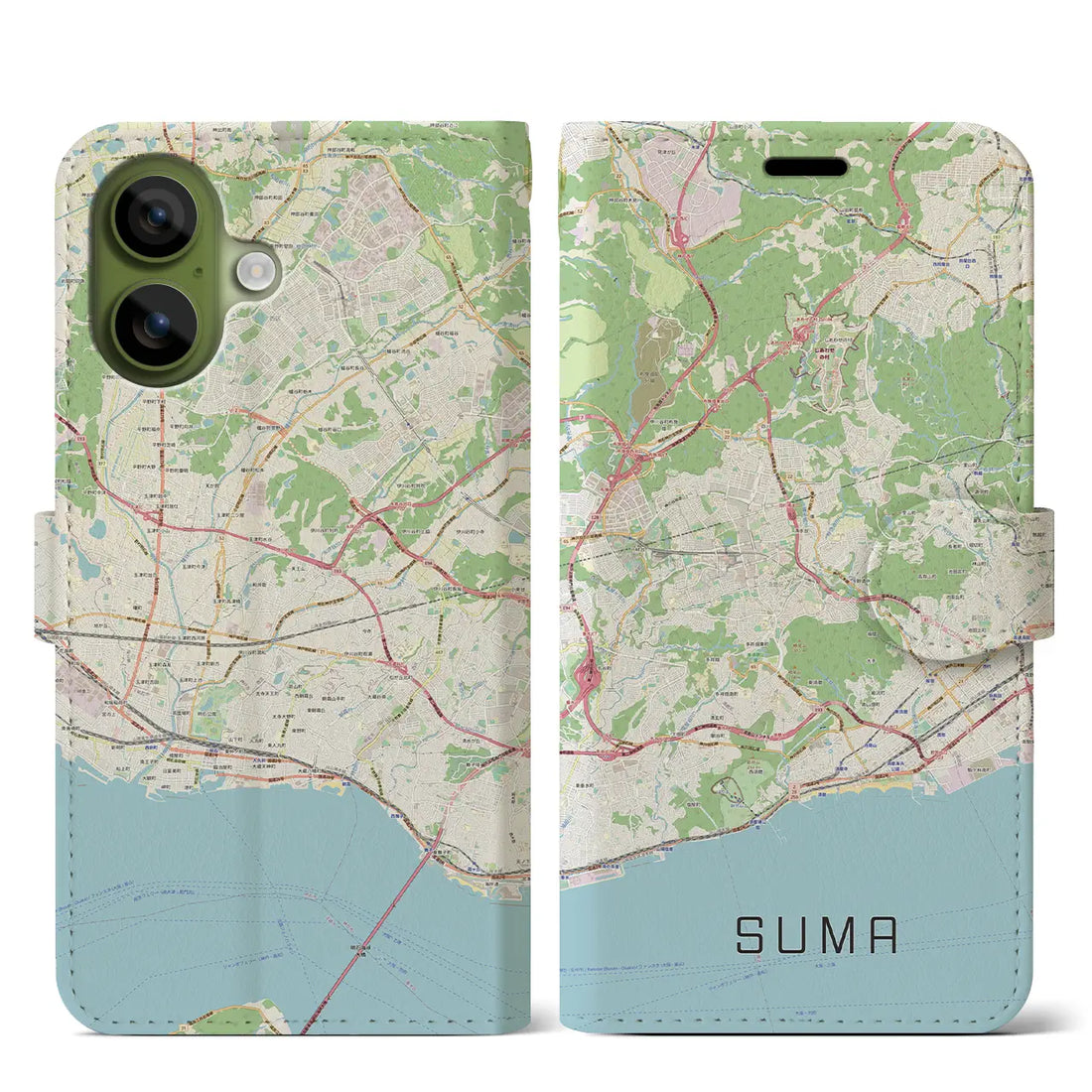 【須磨(兵庫県)】地図柄iPhoneケース(手帳タイプ)ナチュラル・iPhone 17 Pro Max 用