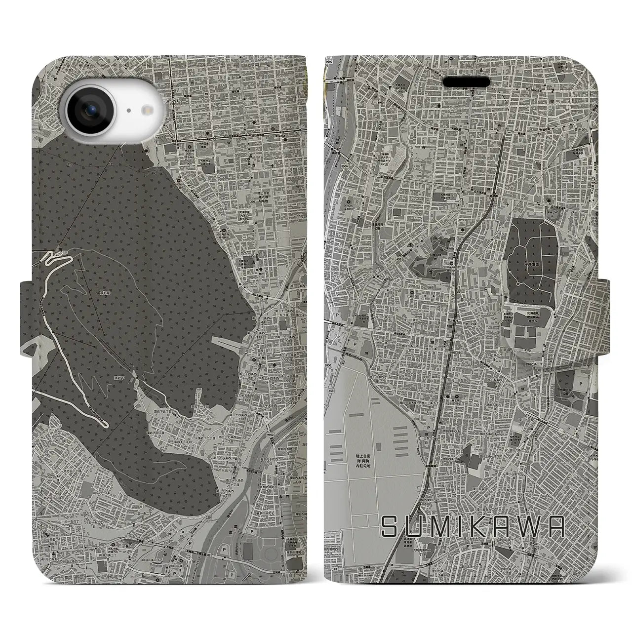 【澄川(北海道)】地図柄iPhoneケース(手帳タイプ)