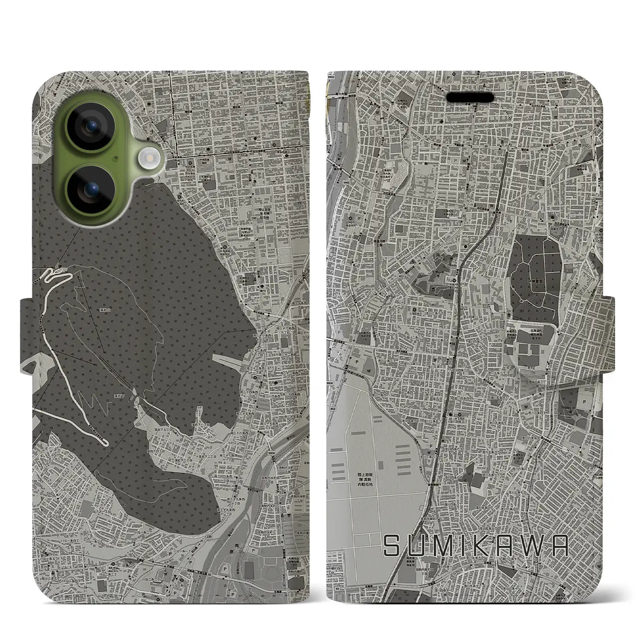 【澄川(北海道)】地図柄iPhoneケース(手帳タイプ)