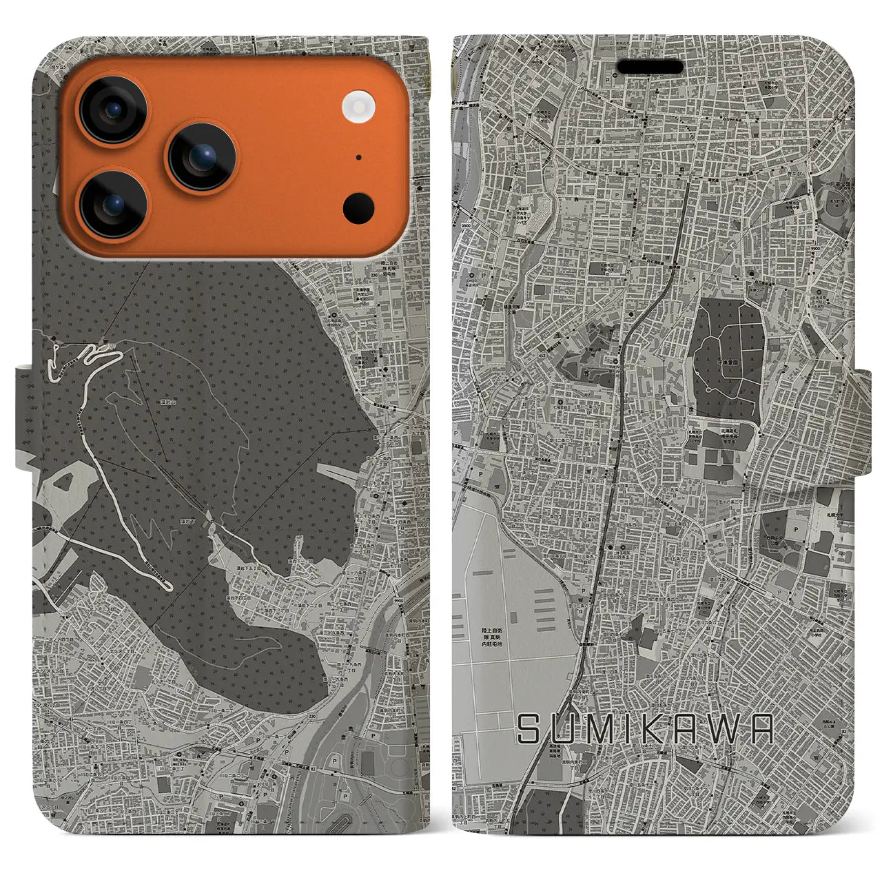 【澄川(北海道)】地図柄iPhoneケース(手帳タイプ)