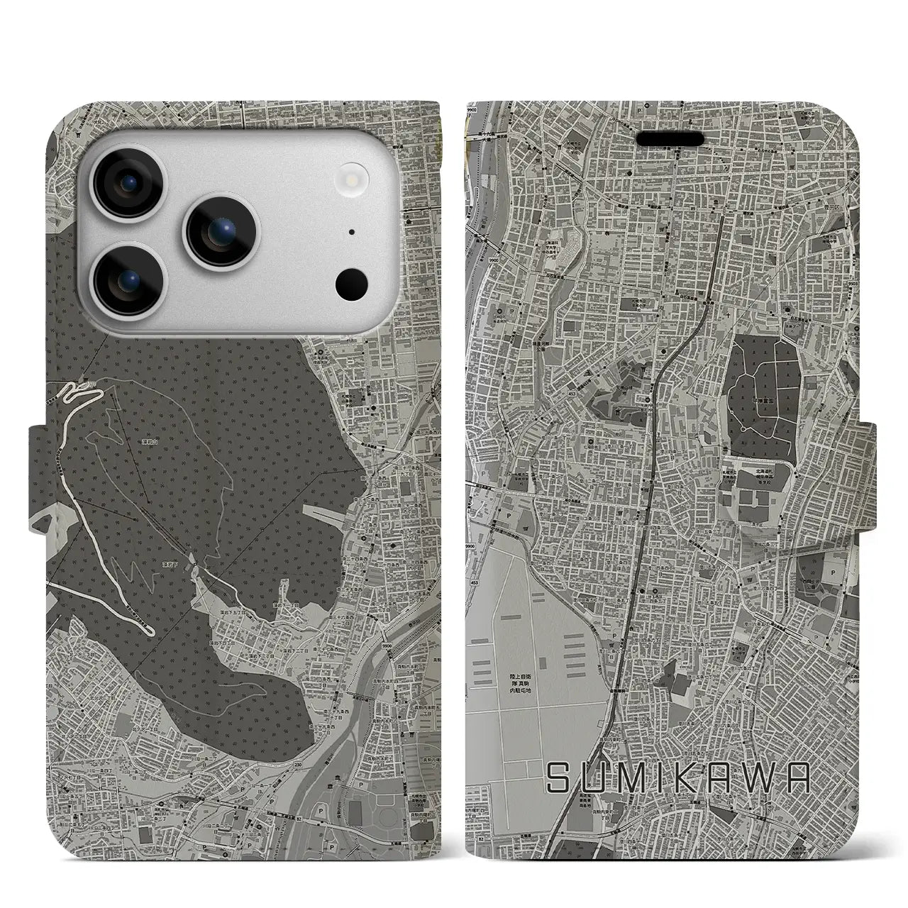 【澄川(北海道)】地図柄iPhoneケース(手帳タイプ)