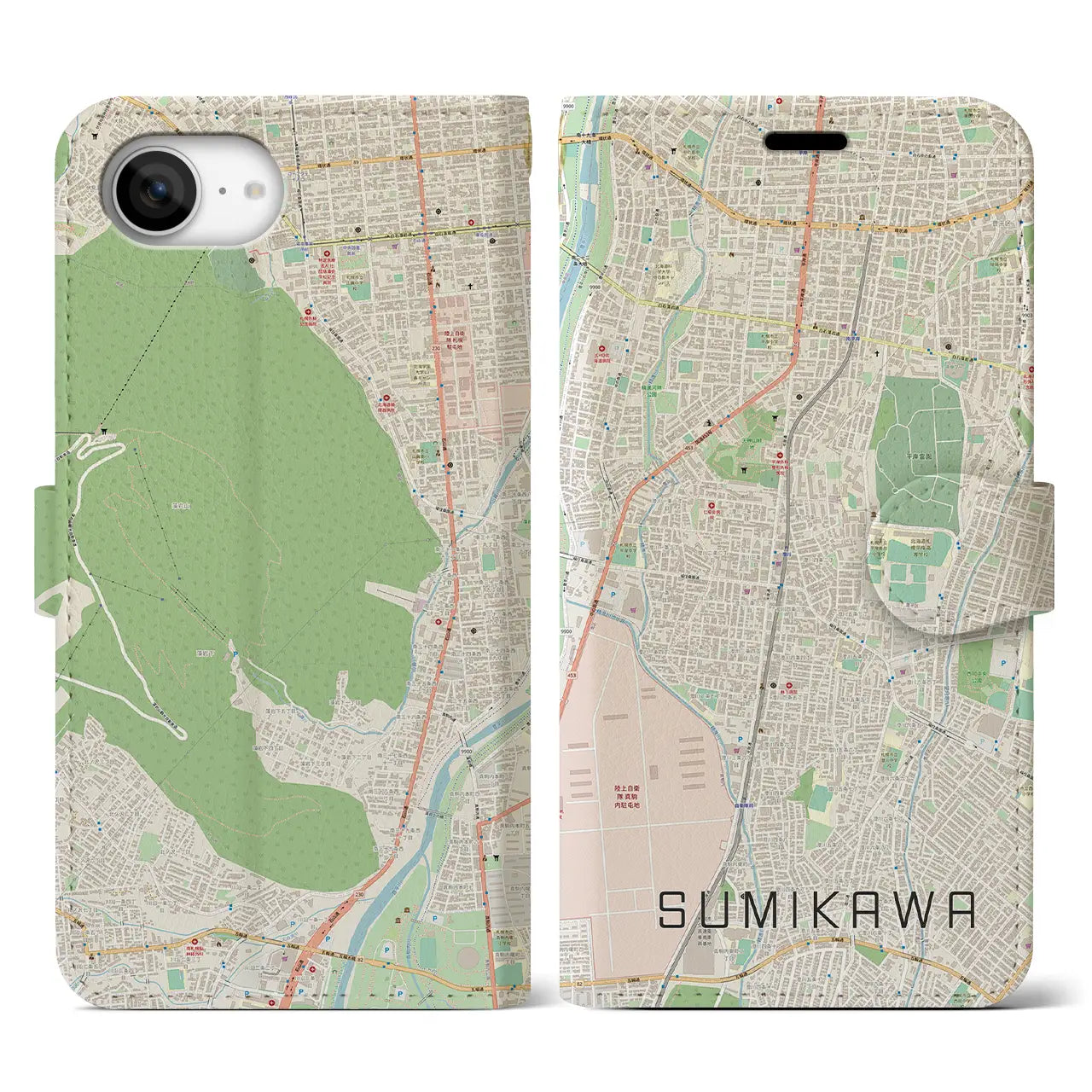 【澄川(北海道)】地図柄iPhoneケース(手帳タイプ)