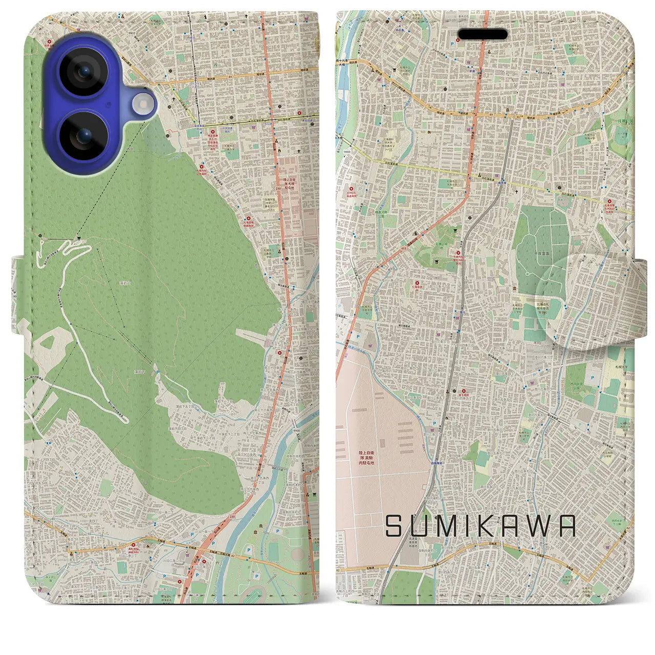 【澄川(北海道)】地図柄iPhoneケース(手帳タイプ)