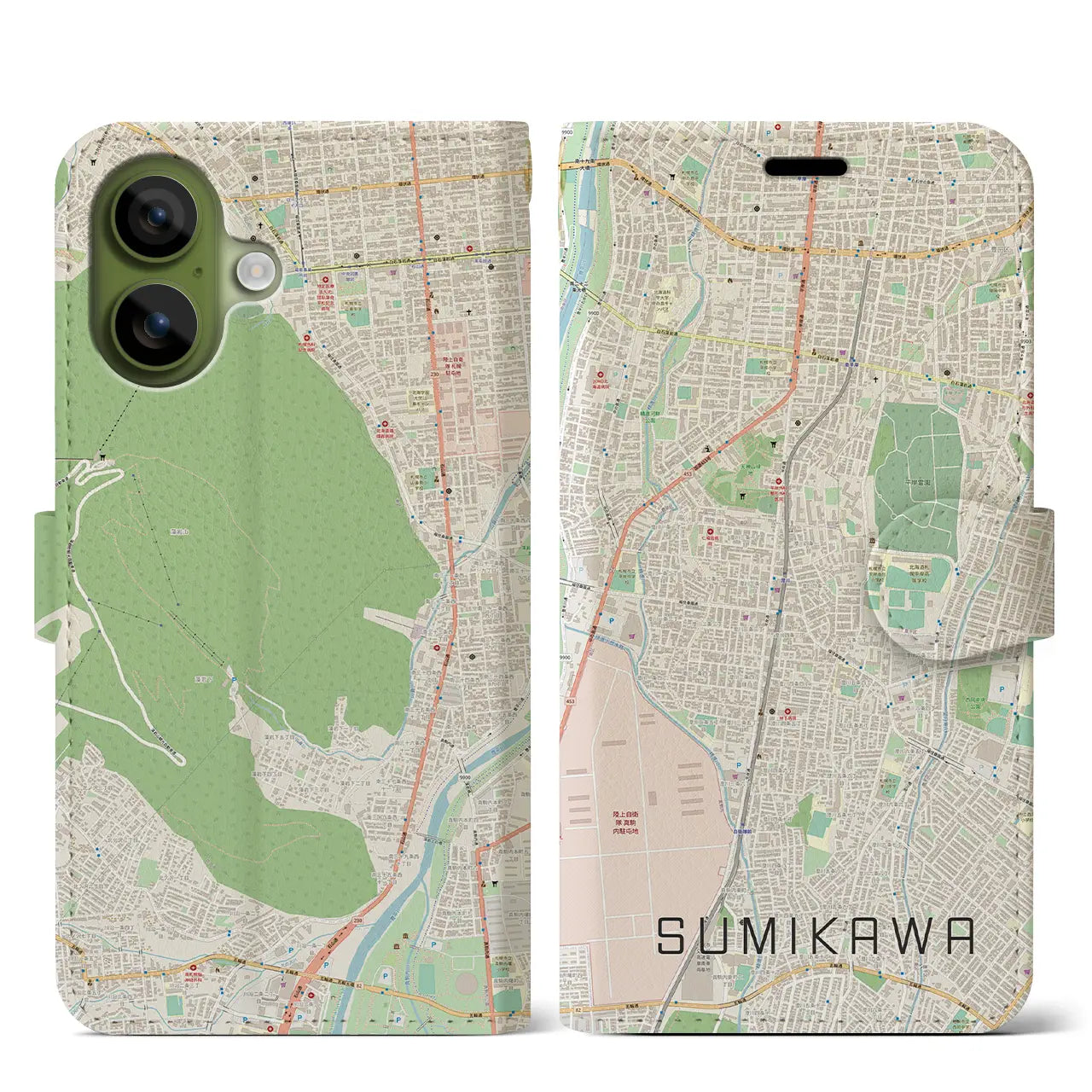 【澄川(北海道)】地図柄iPhoneケース(手帳タイプ)