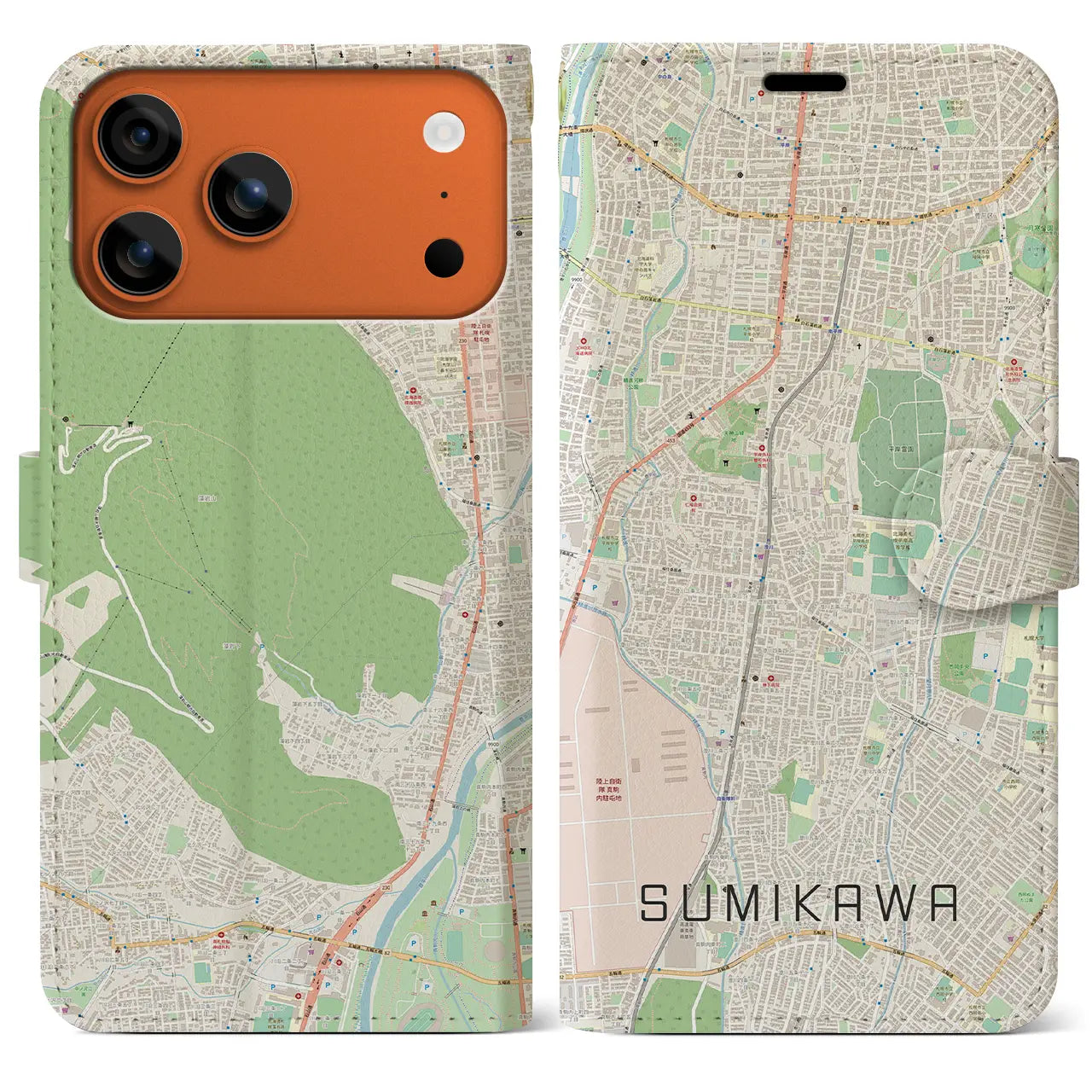 【澄川(北海道)】地図柄iPhoneケース(手帳タイプ)