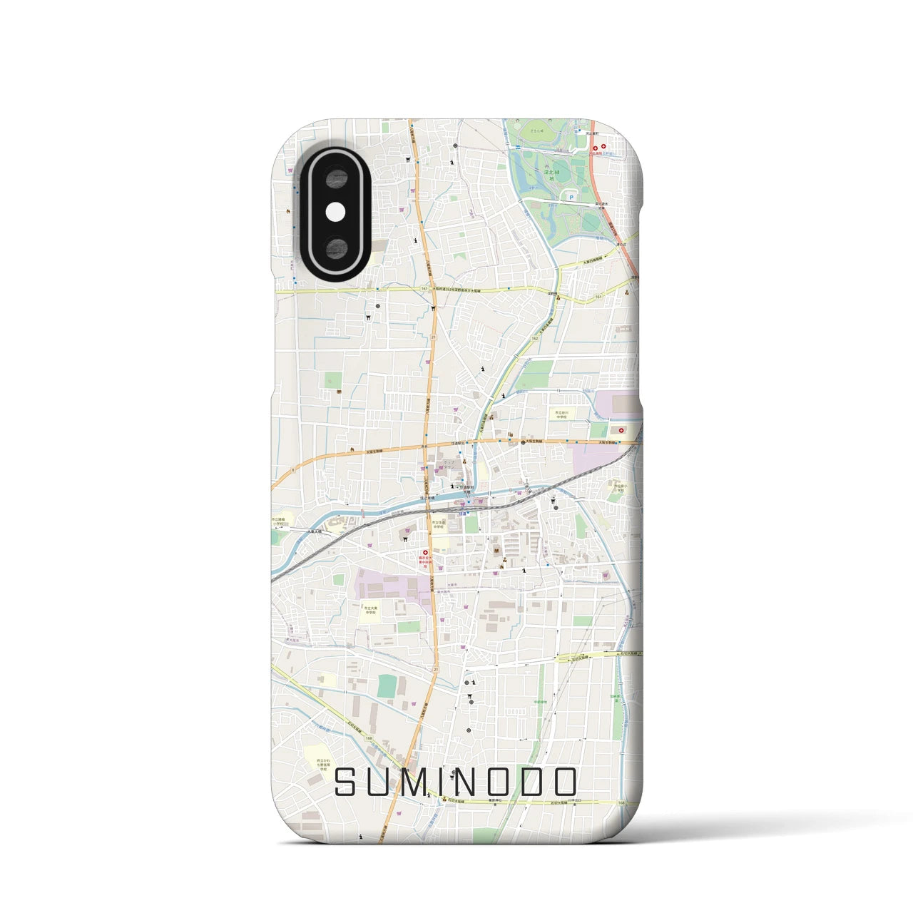 【住道(大阪府)】地図柄iPhoneケース(バックカバータイプ)