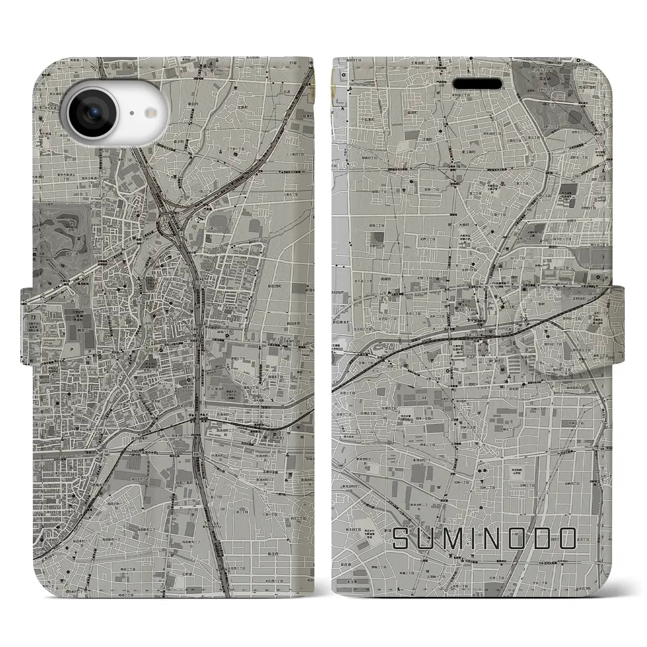 【住道(大阪府)】地図柄iPhoneケース(手帳タイプ)