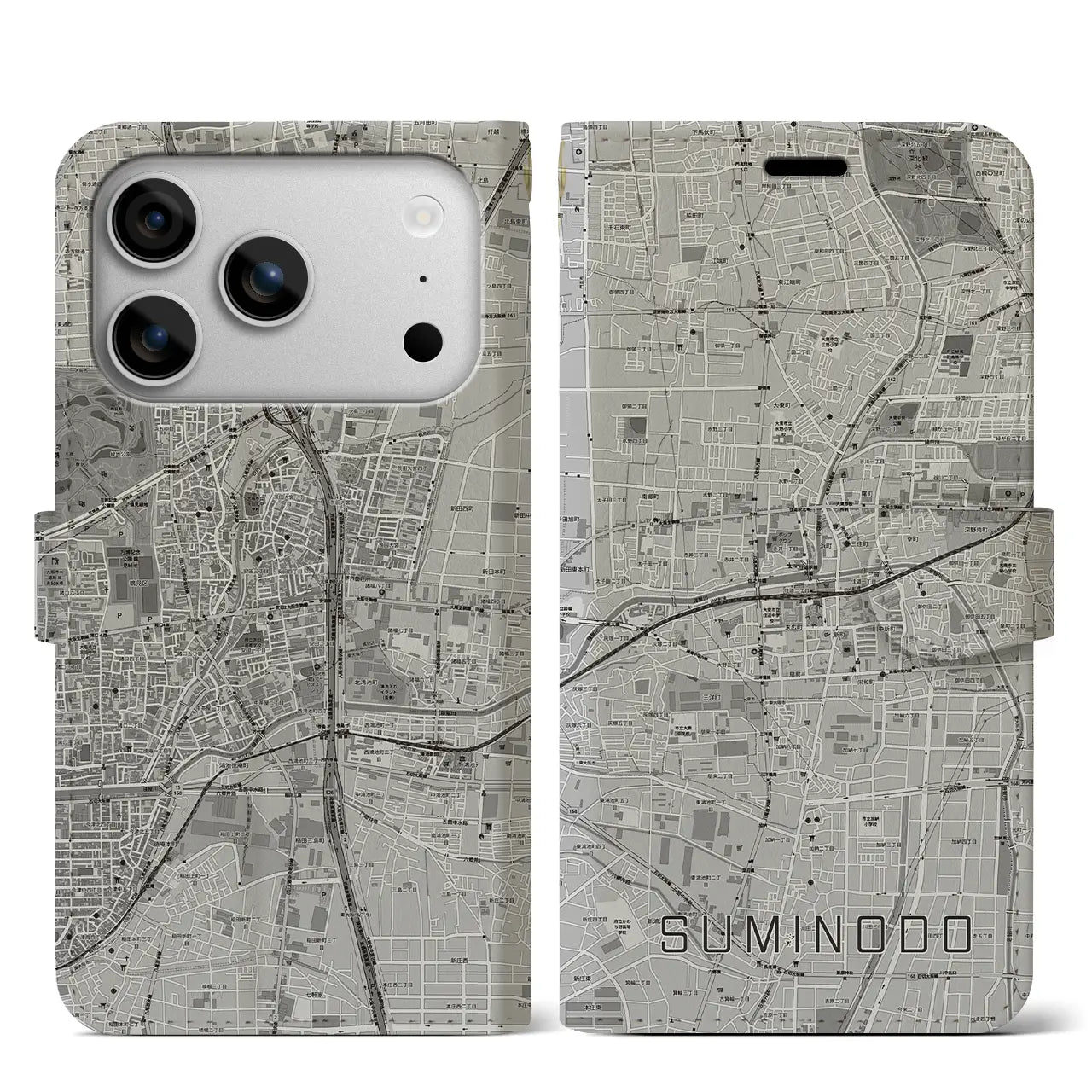 【住道(大阪府)】地図柄iPhoneケース(手帳タイプ)