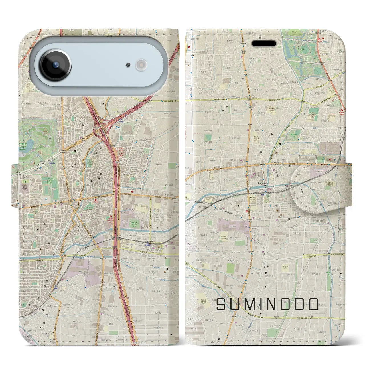 【住道(大阪府)】地図柄iPhoneケース(手帳タイプ)