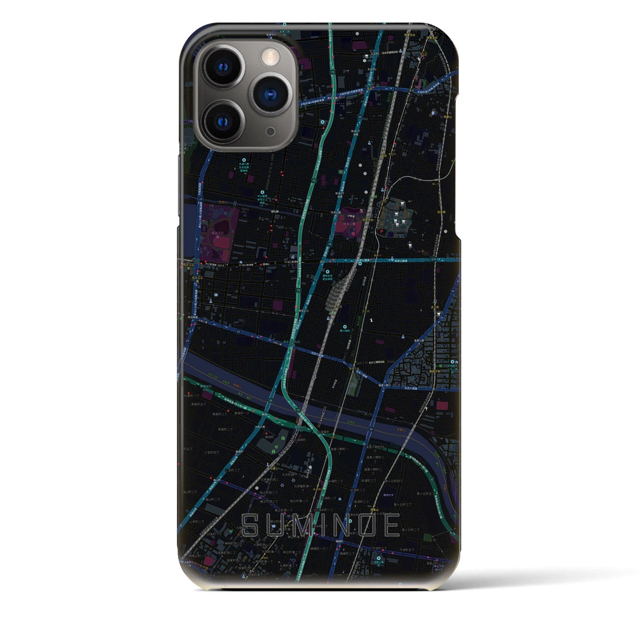 【住之江(大阪府)】地図柄iPhoneケース(バックカバータイプ)