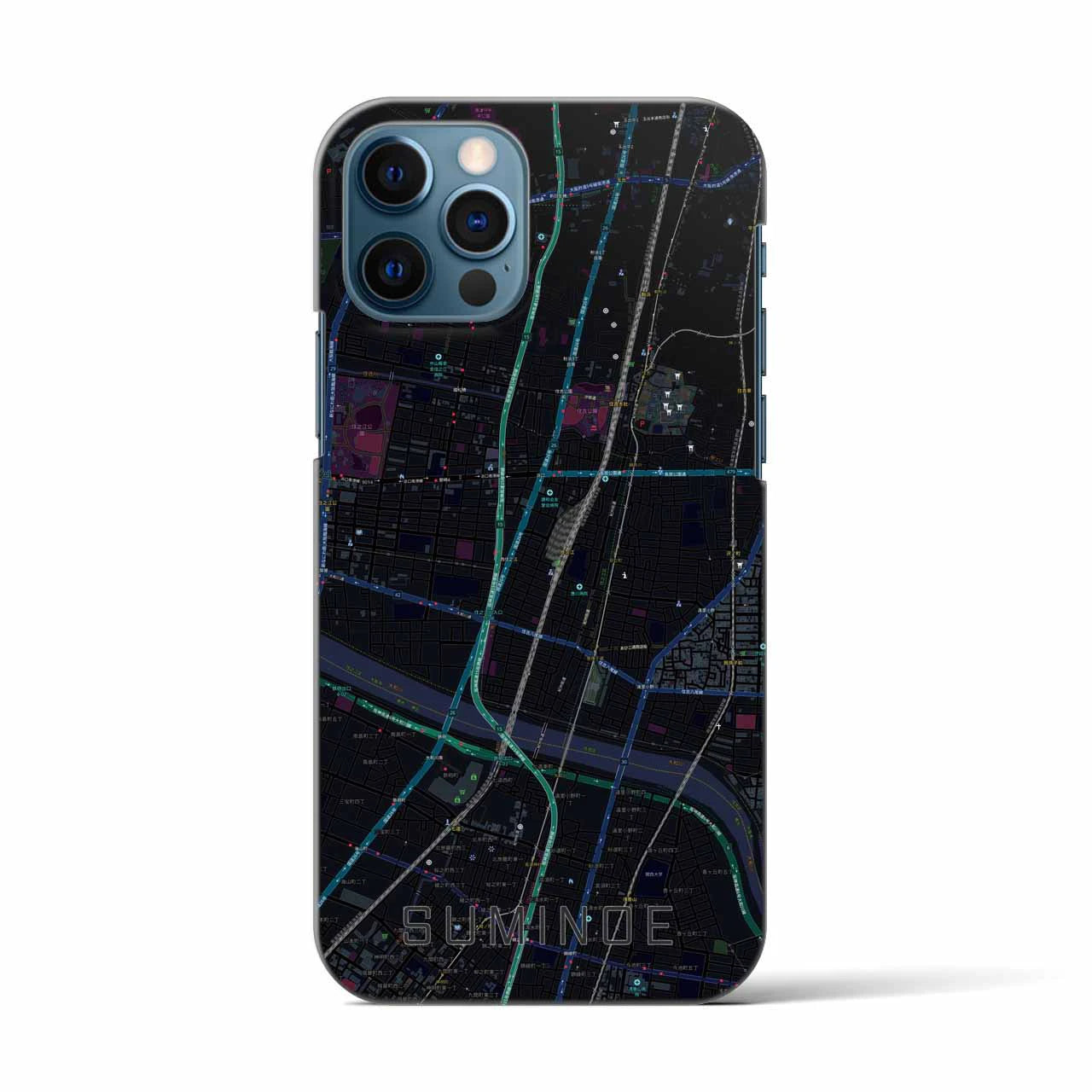 【住之江(大阪府)】地図柄iPhoneケース(バックカバータイプ)