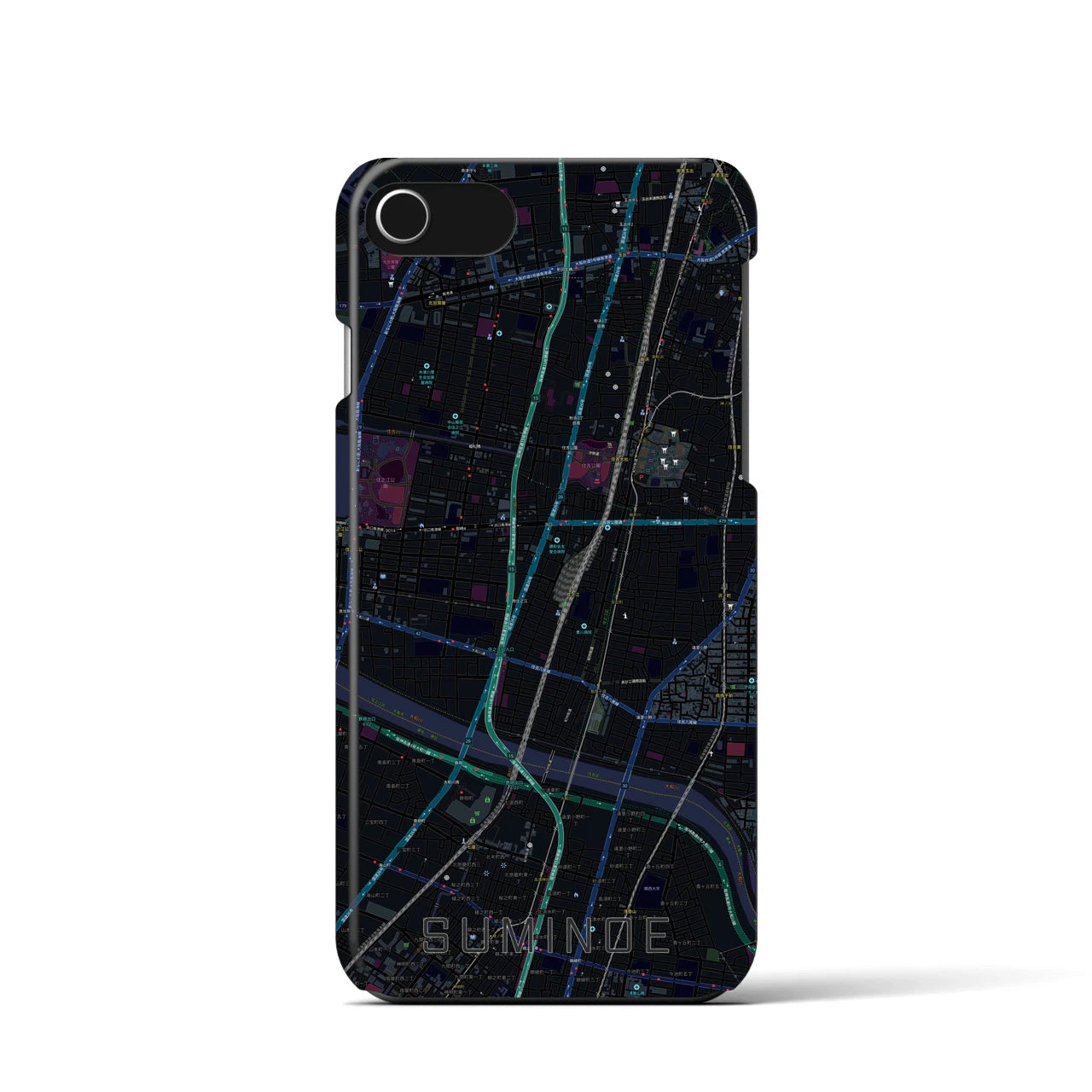 【住之江(大阪府)】地図柄iPhoneケース(バックカバータイプ)