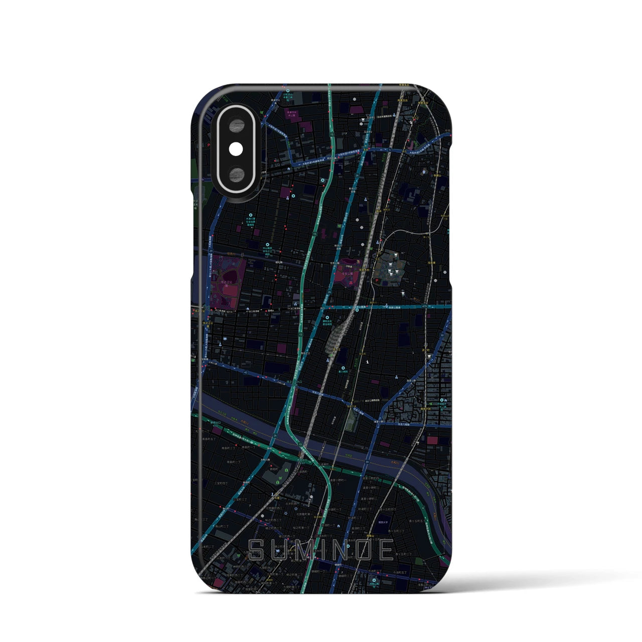 【住之江(大阪府)】地図柄iPhoneケース(バックカバータイプ)