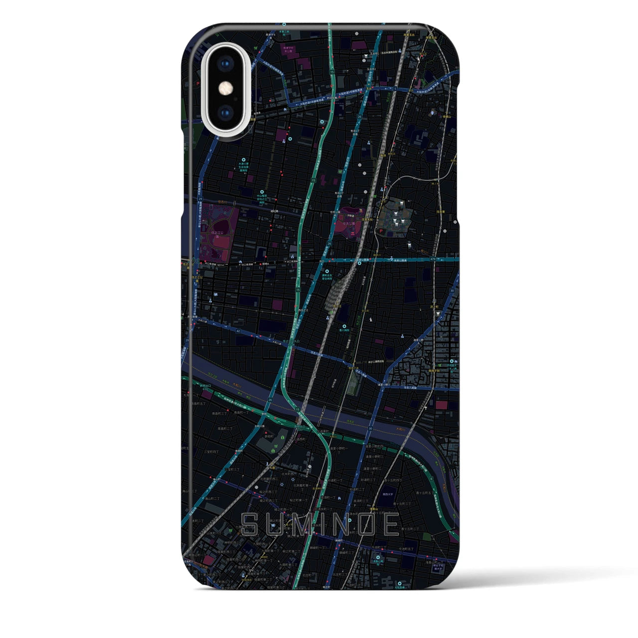 【住之江(大阪府)】地図柄iPhoneケース(バックカバータイプ)