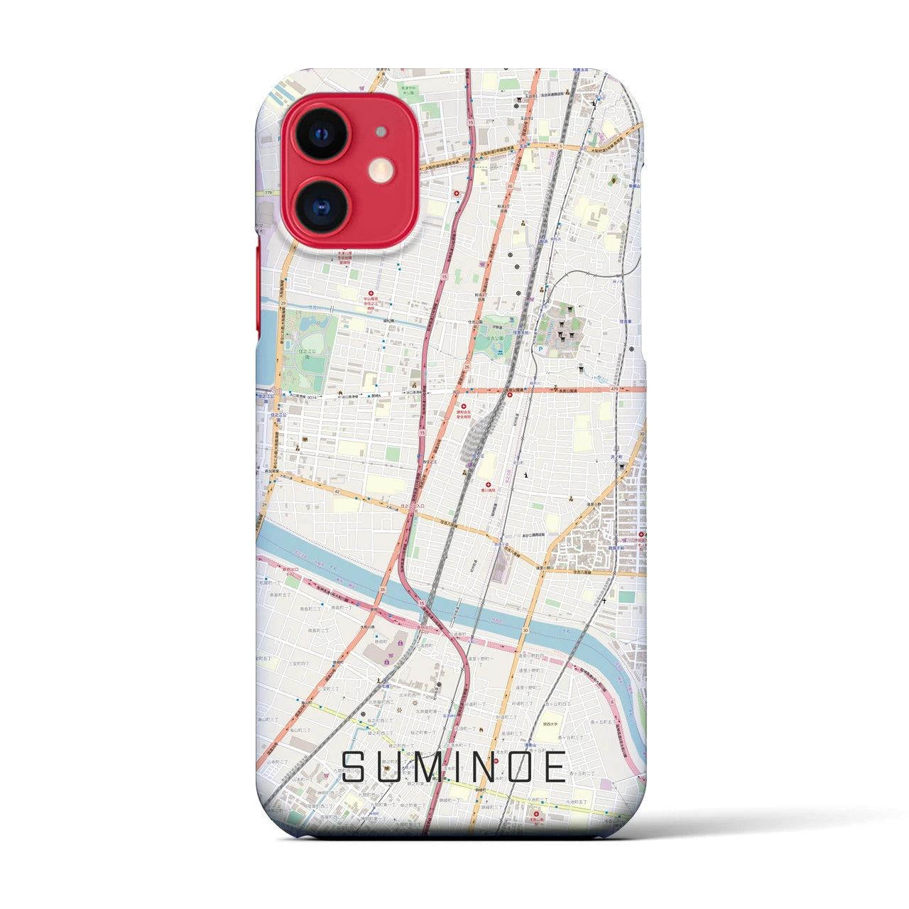 【住之江(大阪府)】地図柄iPhoneケース(バックカバータイプ)
