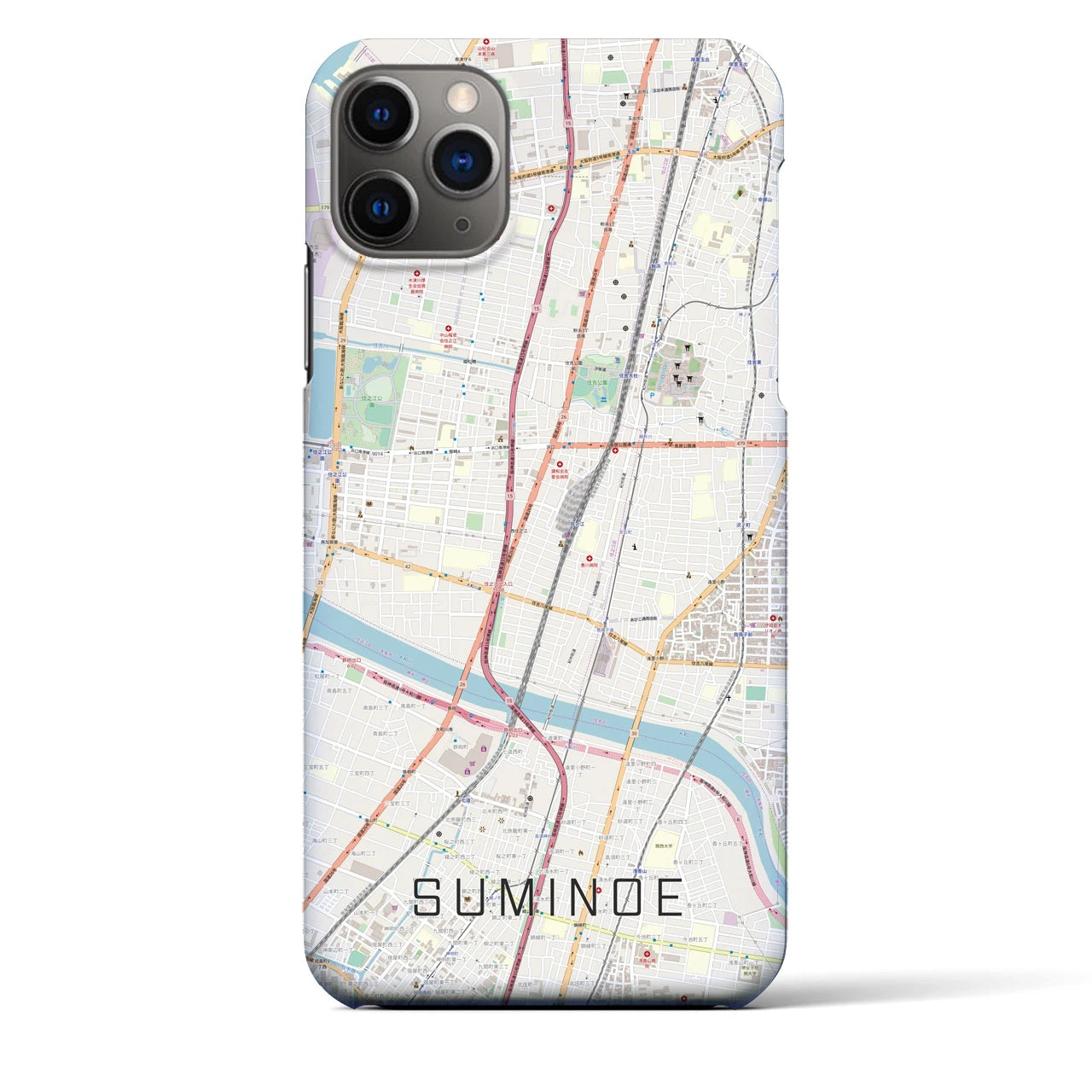 【住之江(大阪府)】地図柄iPhoneケース(バックカバータイプ)