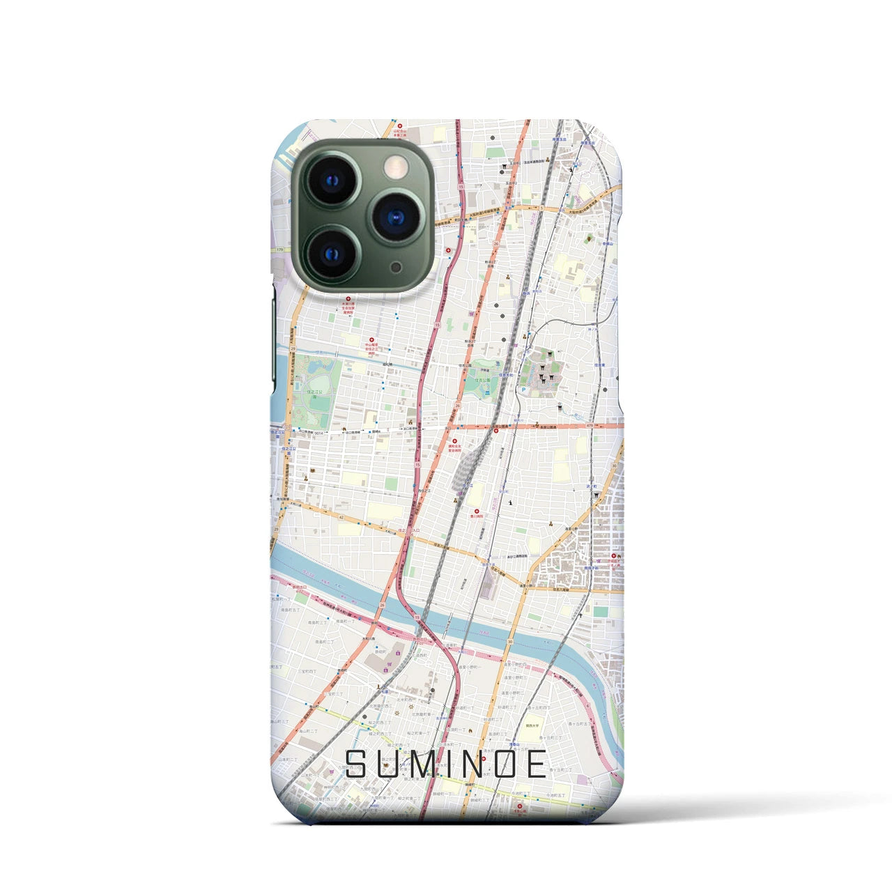 【住之江(大阪府)】地図柄iPhoneケース(バックカバータイプ)