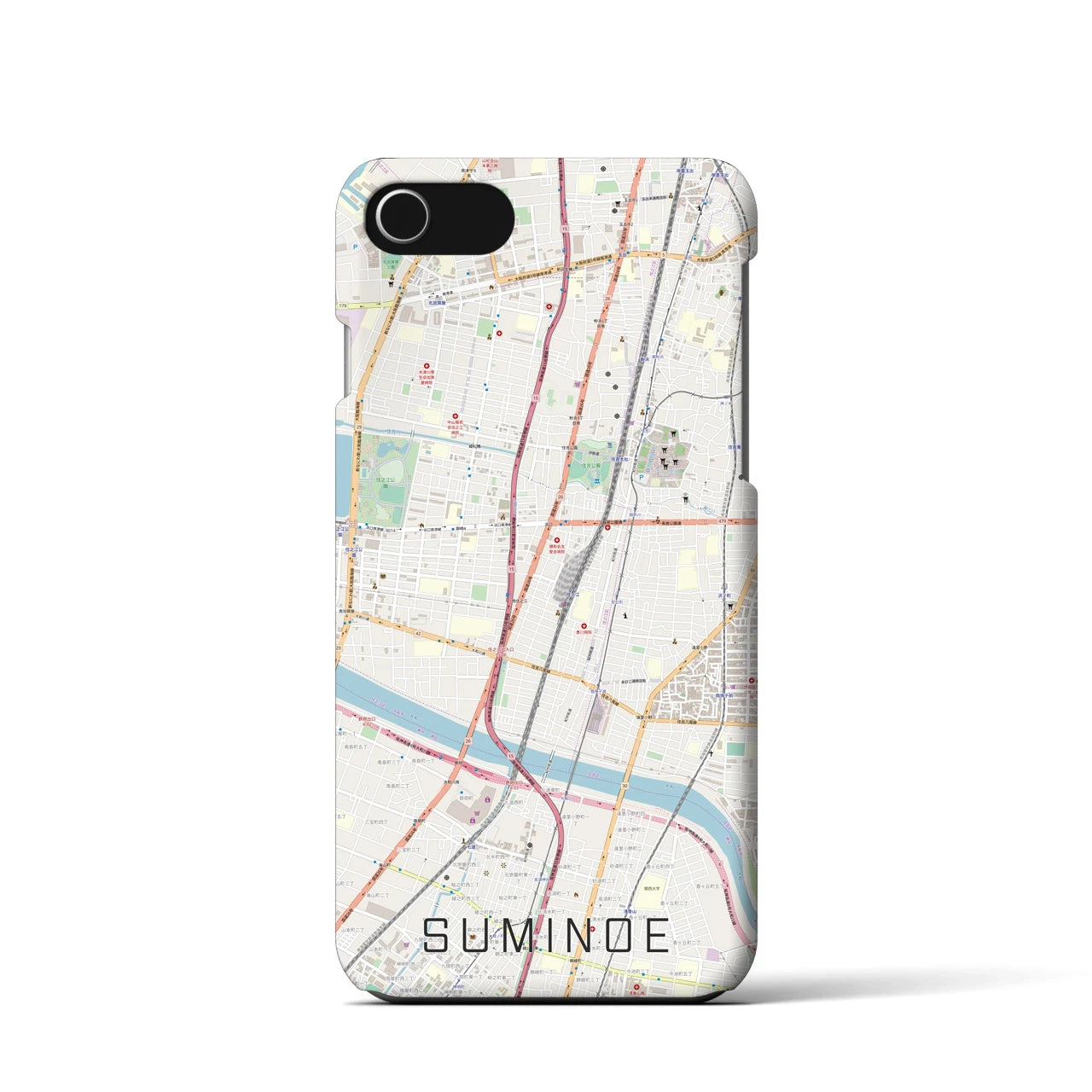 【住之江(大阪府)】地図柄iPhoneケース(バックカバータイプ)