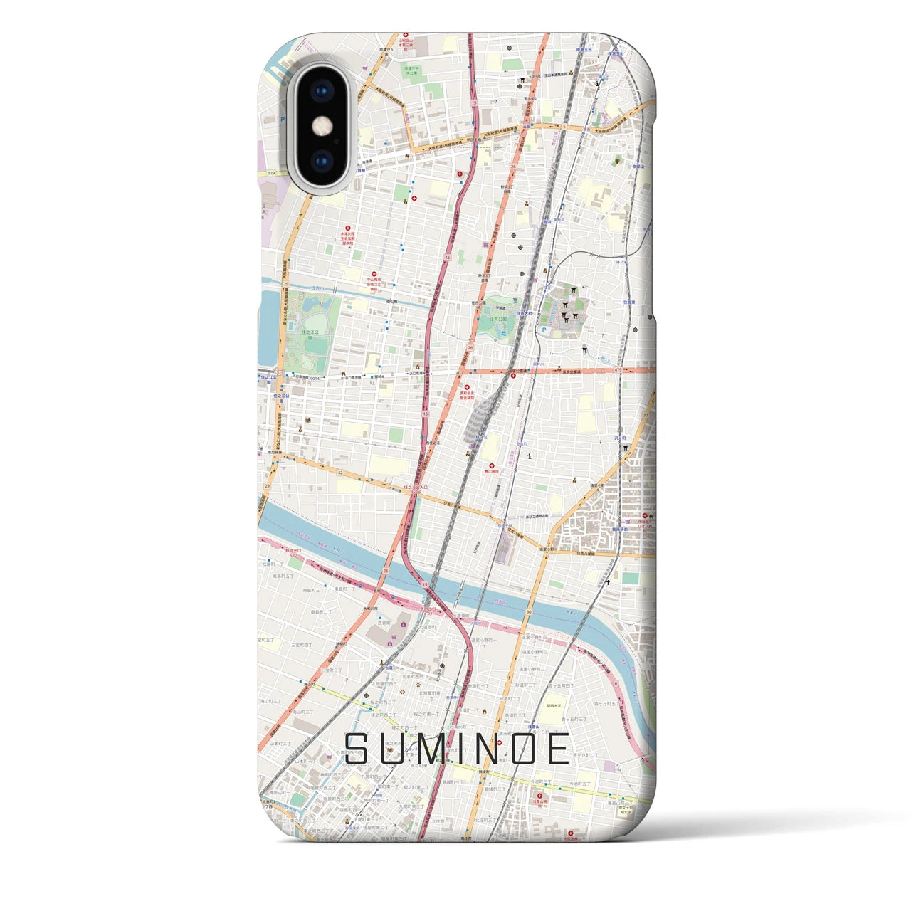 【住之江(大阪府)】地図柄iPhoneケース(バックカバータイプ)