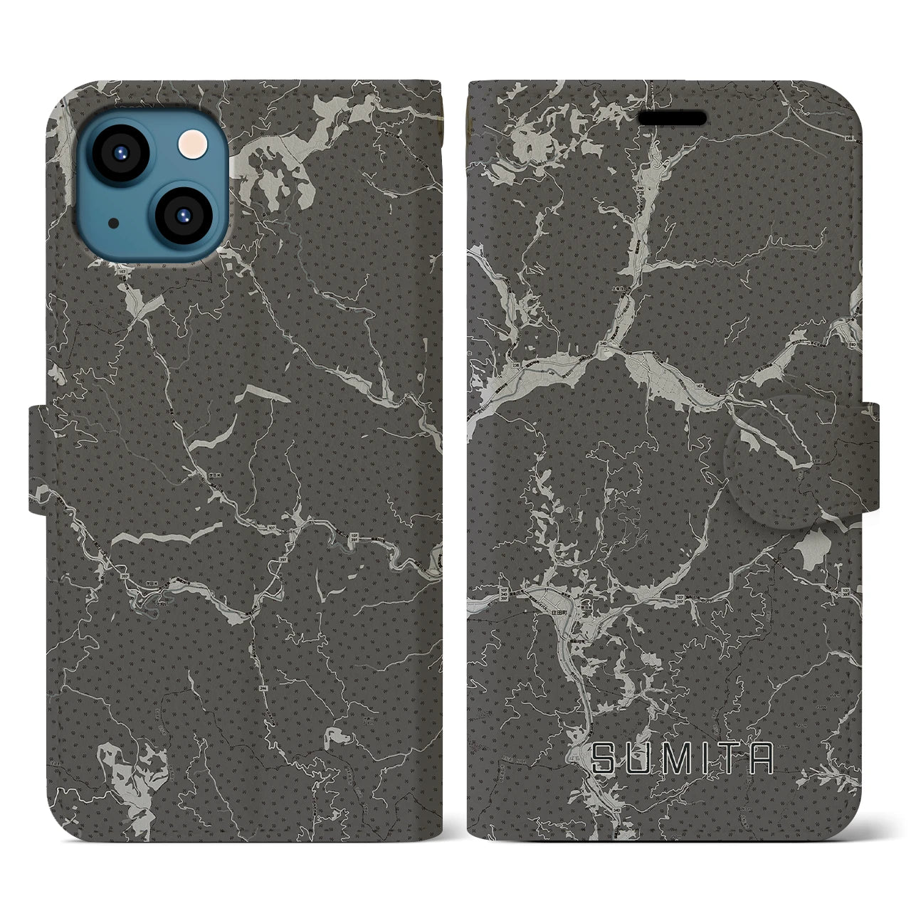 【住田(岩手県)】地図柄iPhoneケース(手帳タイプ)