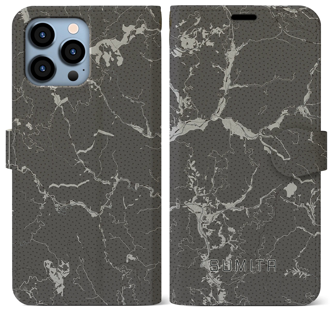 【住田(岩手県)】地図柄iPhoneケース(手帳タイプ)