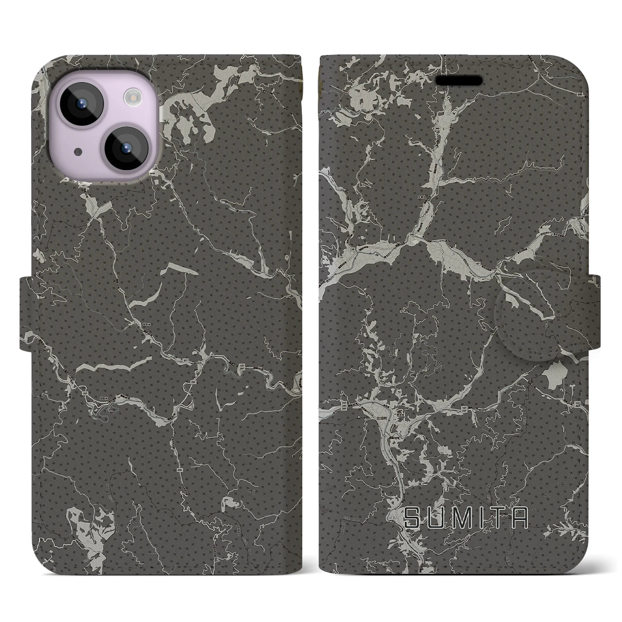 【住田(岩手県)】地図柄iPhoneケース(手帳タイプ)