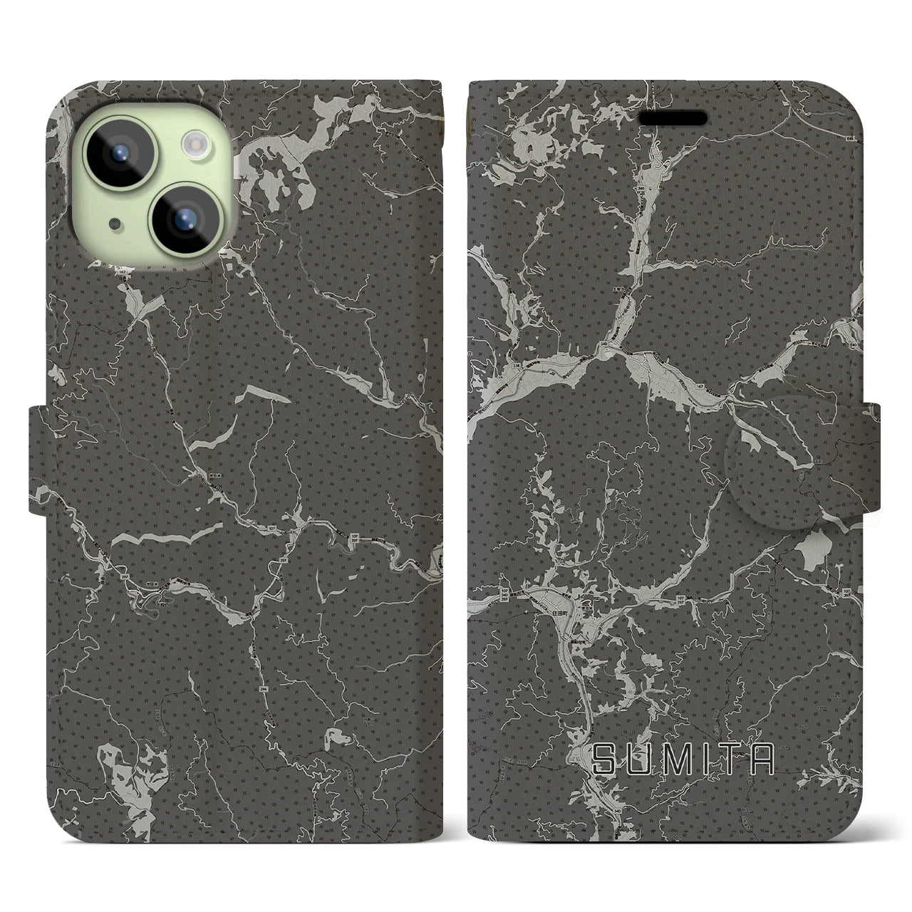 【住田(岩手県)】地図柄iPhoneケース(手帳タイプ)