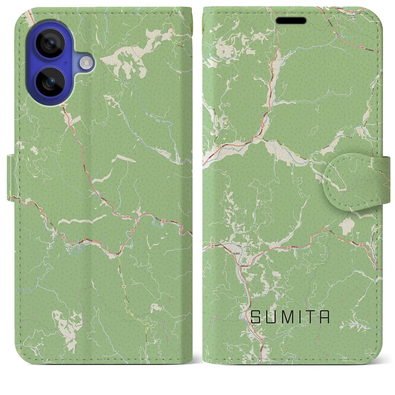 【住田(岩手県)】地図柄iPhoneケース(手帳タイプ)ナチュラル・iPhone 16 Pro Max 用