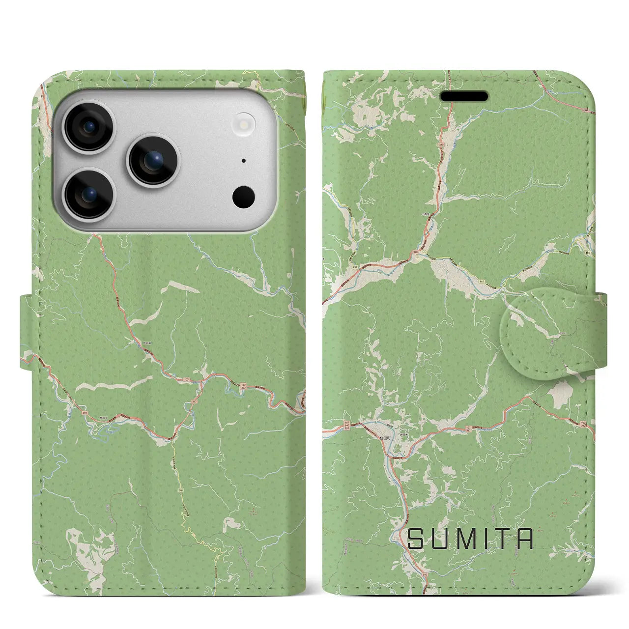 【住田(岩手県)】地図柄iPhoneケース(手帳タイプ)