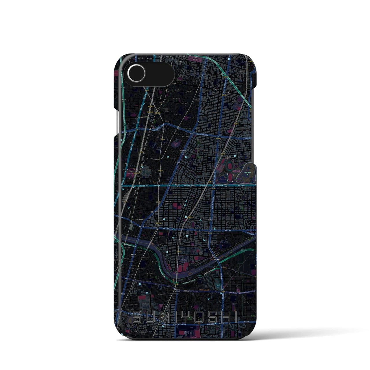 【住吉(大阪府)】地図柄iPhoneケース(バックカバータイプ)