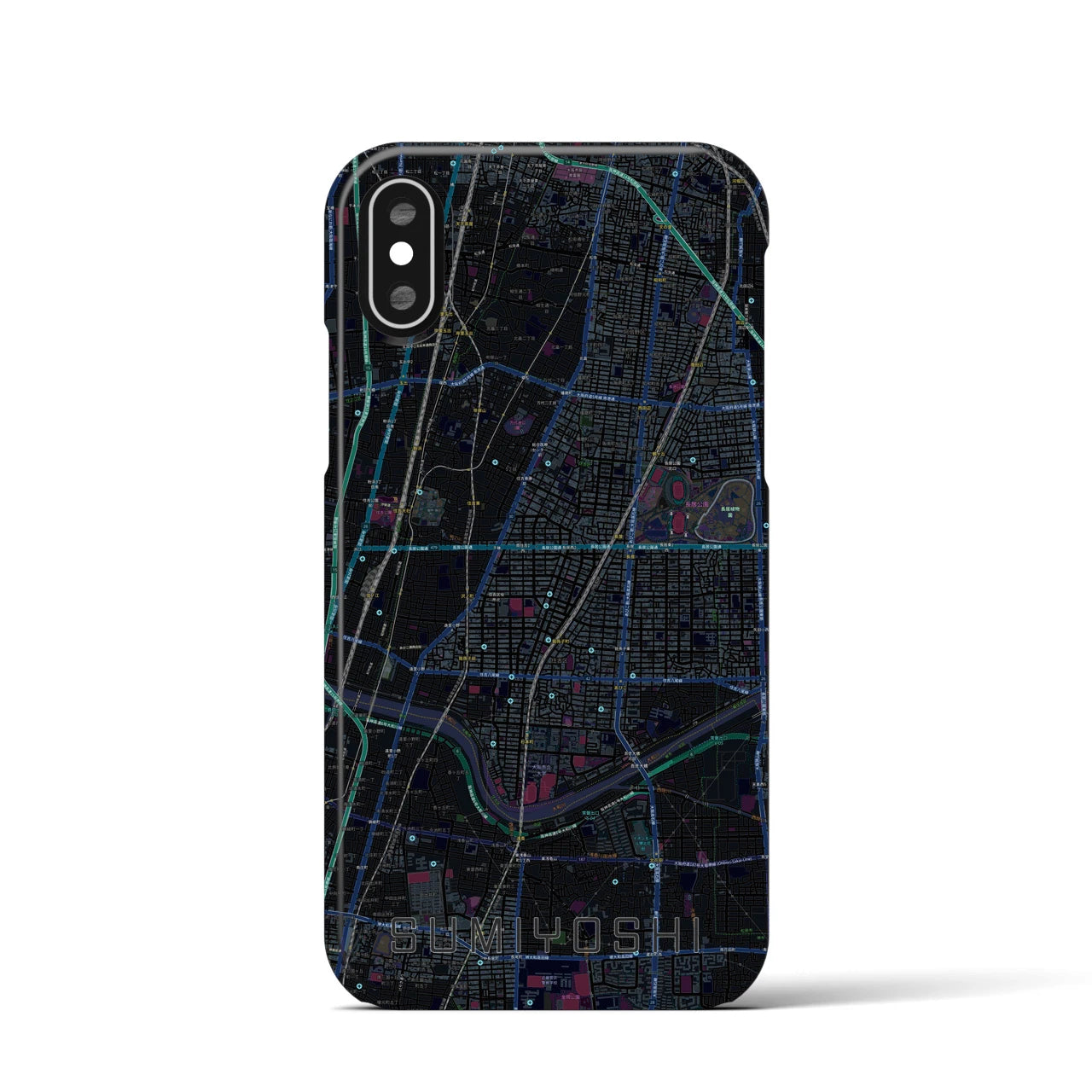 【住吉(大阪府)】地図柄iPhoneケース(バックカバータイプ)