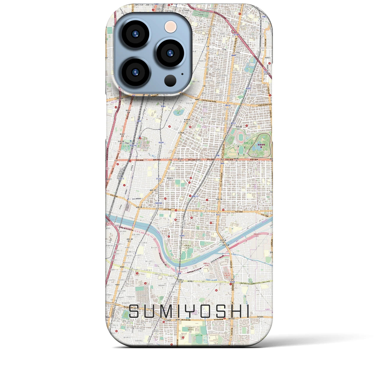 【住吉(大阪府)】地図柄iPhoneケース(バックカバータイプ)