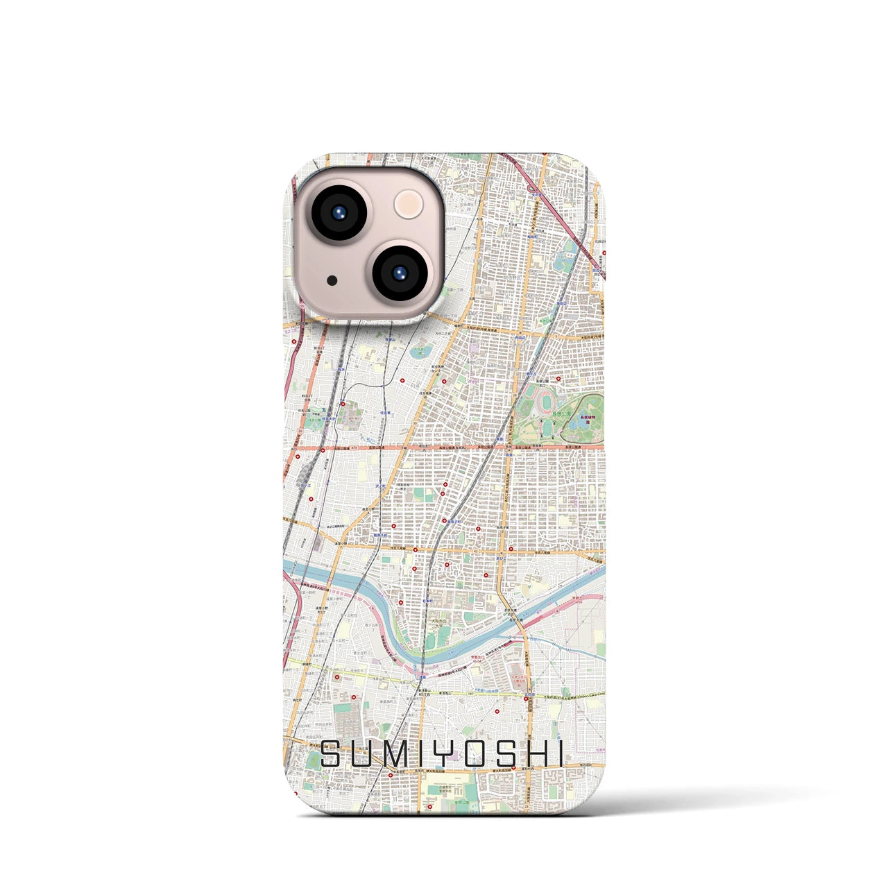 【住吉(大阪府)】地図柄iPhoneケース(バックカバータイプ)