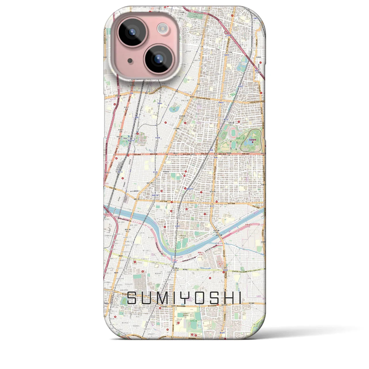 【住吉(大阪府)】地図柄iPhoneケース(バックカバータイプ)