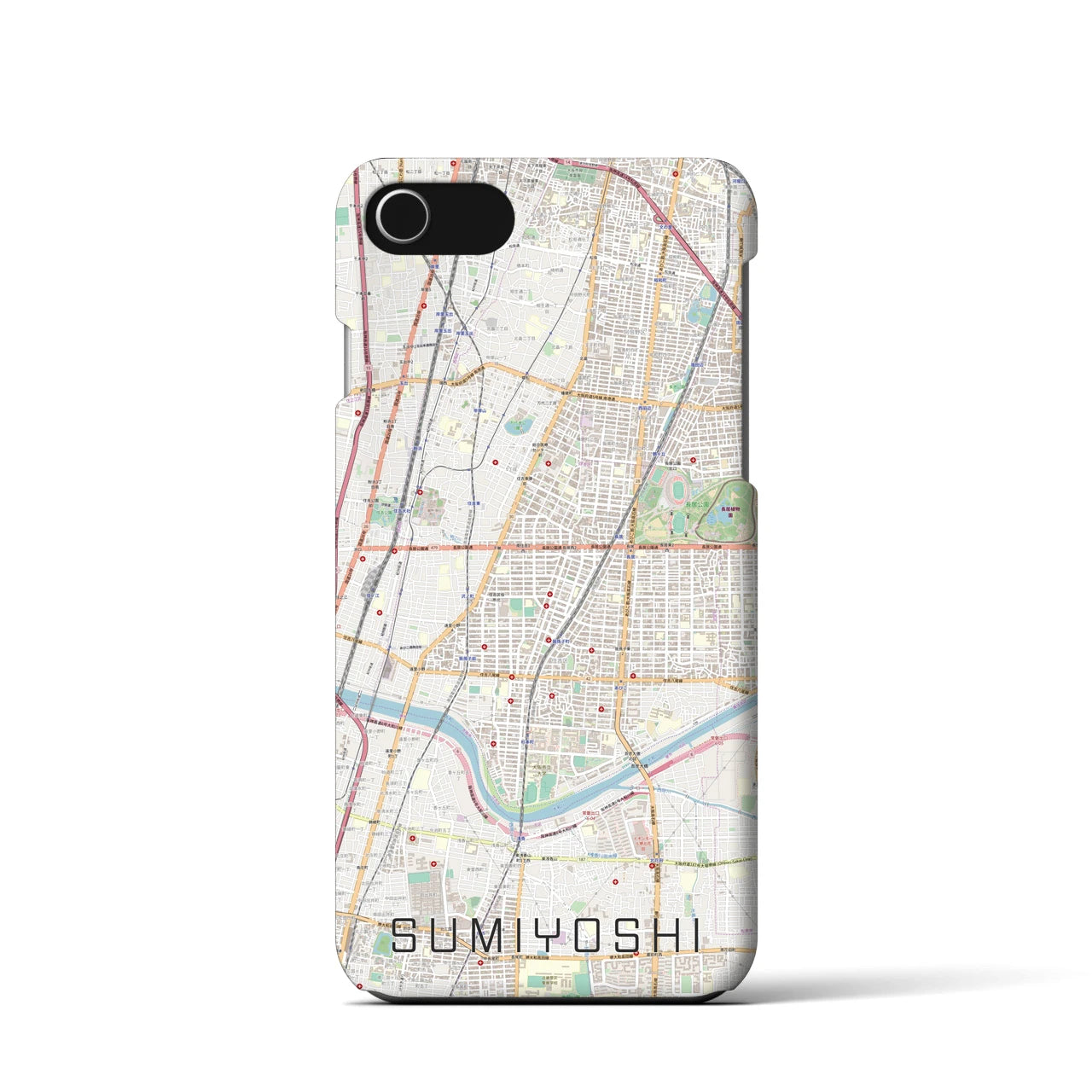 【住吉(大阪府)】地図柄iPhoneケース(バックカバータイプ)