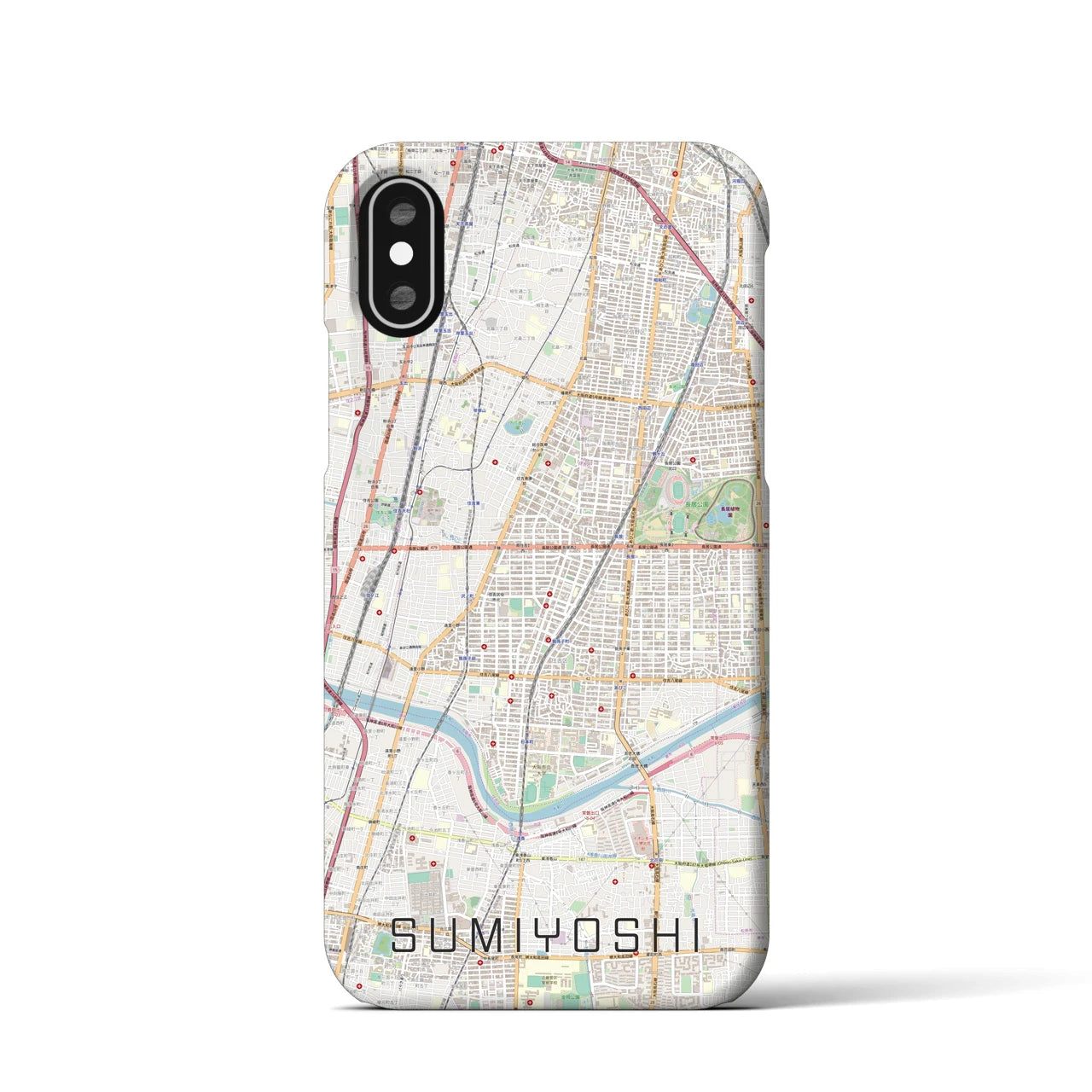 【住吉(大阪府)】地図柄iPhoneケース(バックカバータイプ)