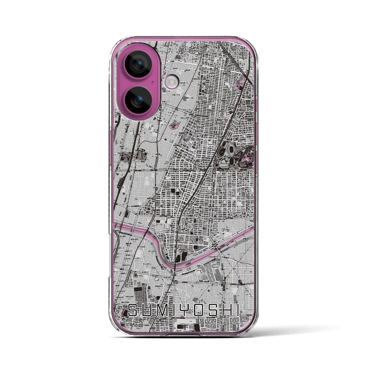 【住吉(大阪府)】地図柄iPhoneケース(クリアタイプ)