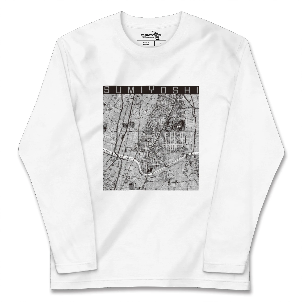 【住吉(大阪府)(大阪府)】地図柄ロングスリーブTシャツ