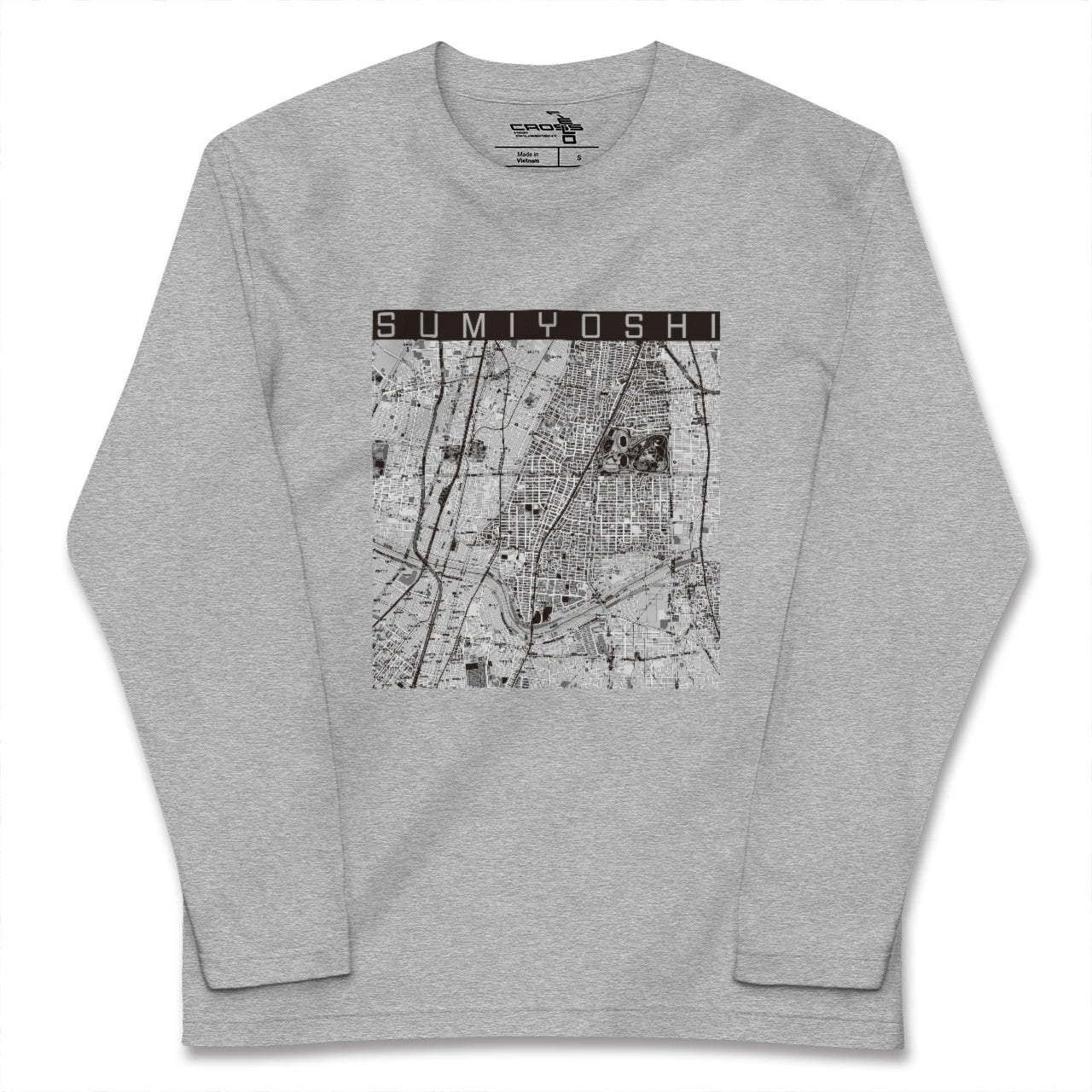 【住吉(大阪府)(大阪府)】地図柄ロングスリーブTシャツ