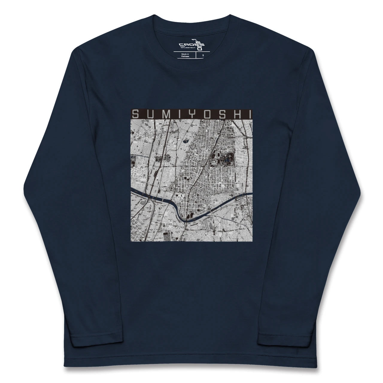 【住吉(大阪府)(大阪府)】地図柄ロングスリーブTシャツ