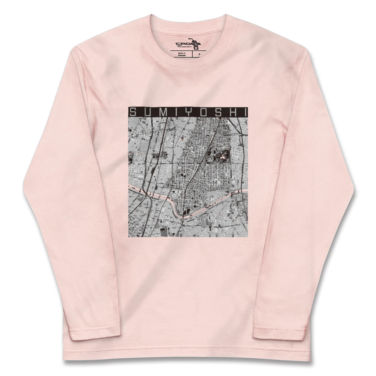 【住吉(大阪府)(大阪府)】地図柄ロングスリーブTシャツ