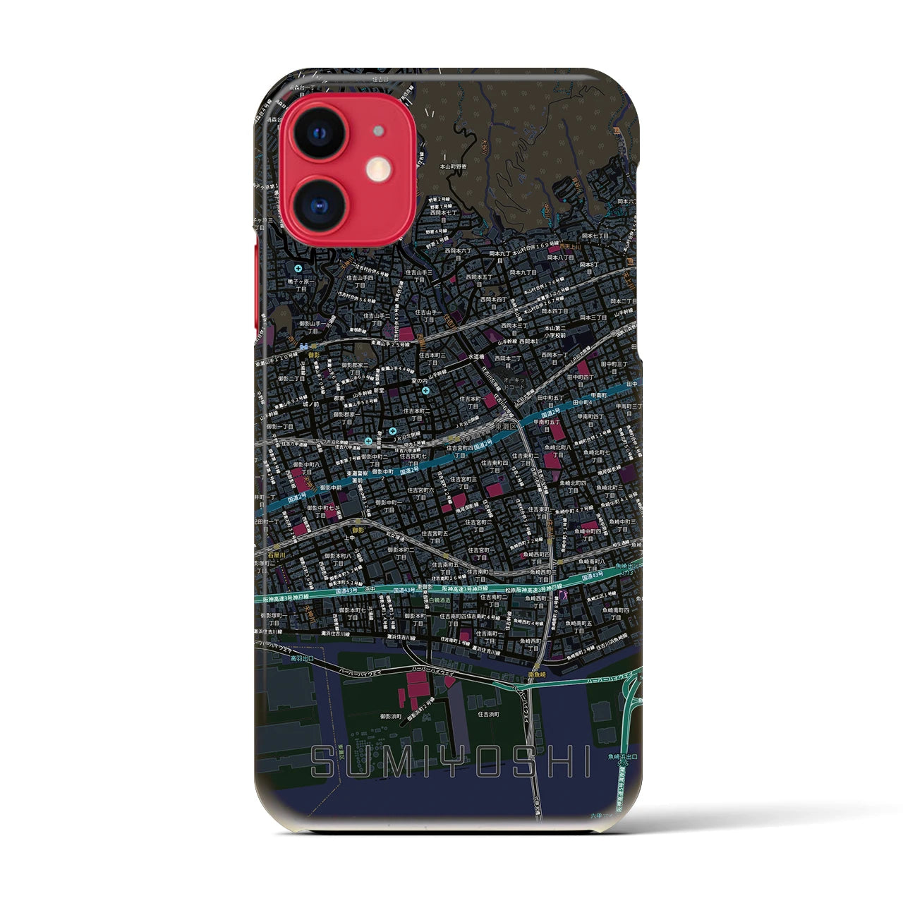 【住吉(兵庫県)】地図柄iPhoneケース(バックカバータイプ)