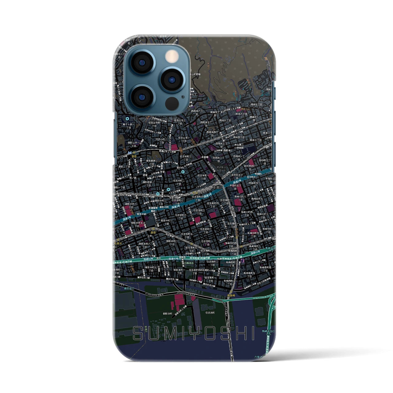 【住吉(兵庫県)】地図柄iPhoneケース(バックカバータイプ)