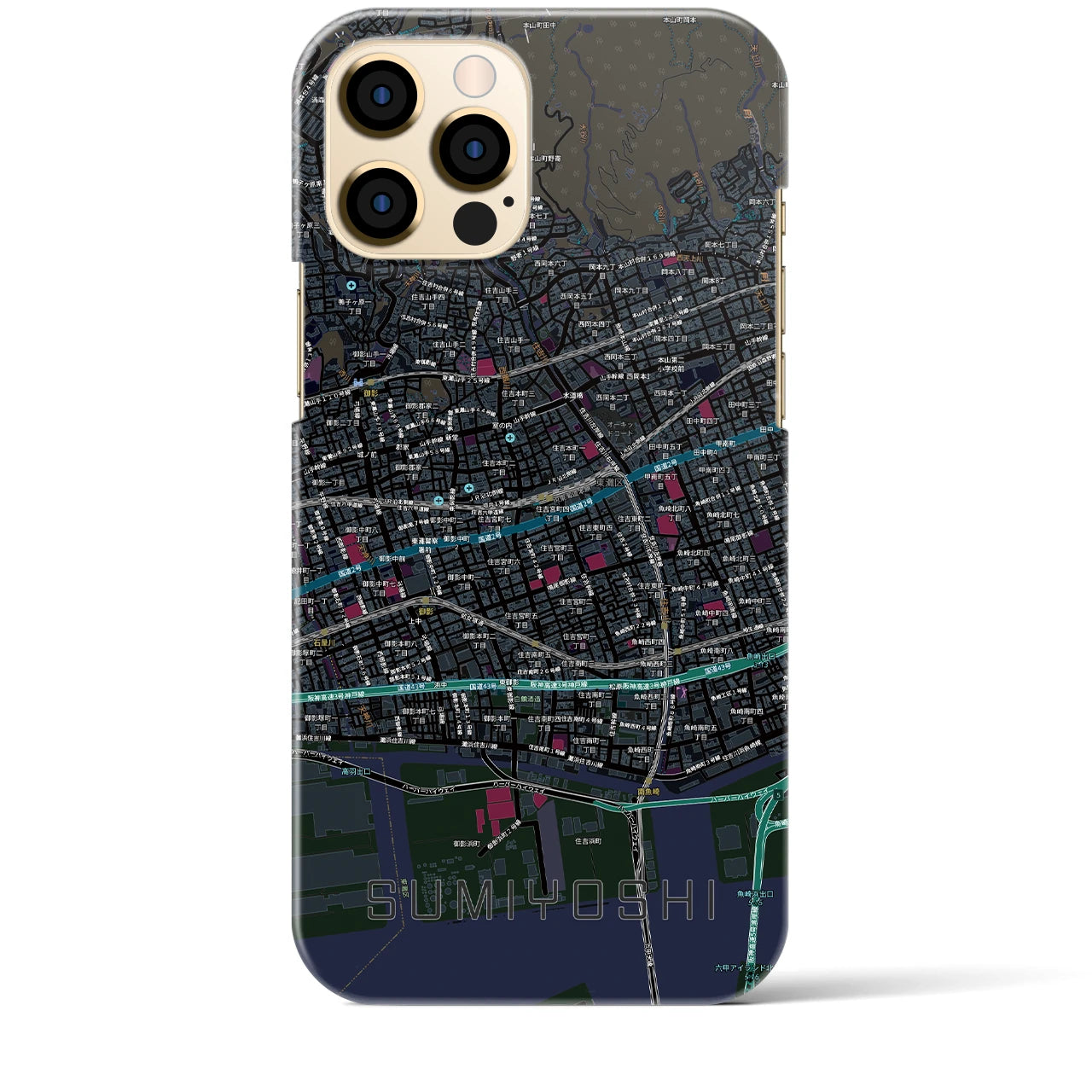 【住吉(兵庫県)】地図柄iPhoneケース(バックカバータイプ)