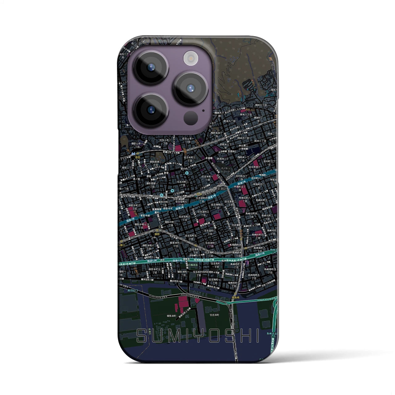 【住吉(兵庫県)】地図柄iPhoneケース(バックカバータイプ)