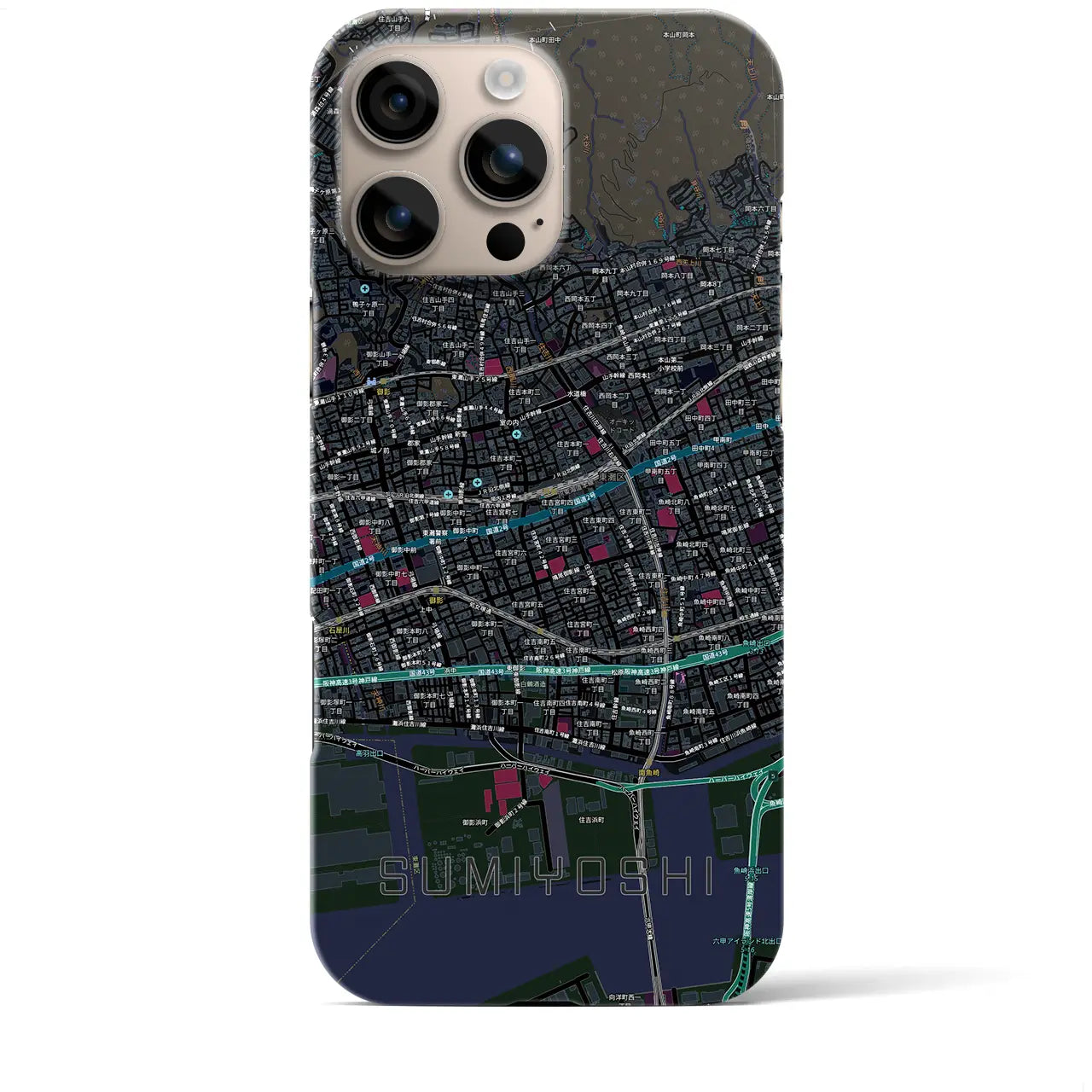 【住吉(兵庫県)】地図柄iPhoneケース(バックカバータイプ)